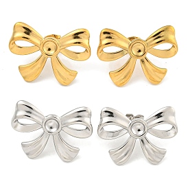 Ионное покрытие (ip) 304 серьги-гвоздики из нержавеющей стали для женщин, бантом