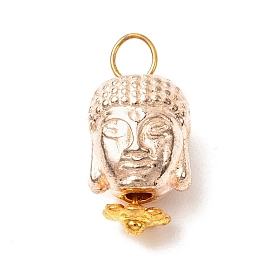 Tête buddha pendentifs en alliage de style tibétain, avec 304 goupilles à tête sphérique en acier inoxydable et perles d'espacement en alliage de fleurs