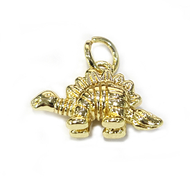Rack Plating Brass Charms, with Jump Ring, Long-Lasting Plated, Cadmium Free & Lead Free, Dinosaur Charm