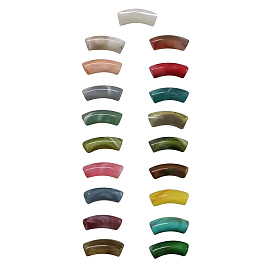 Acrylic Beads, Imitation Gemstone, Curved Tube, Two Tone