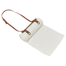 Коврик для пикника из поликоттона, плед для пикника с поясом из искусственной кожи