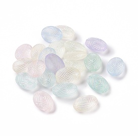 Transparent Frosted Acrylic Beads, AB Color Plated, Oval