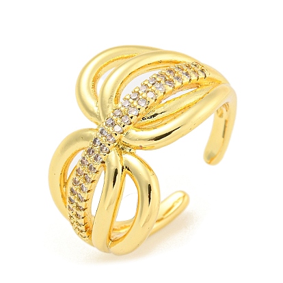 Открытое кольцо-манжета из прозрачного кубического циркония, латунные кольца на палец с каплевидным узлом для женщин