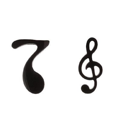 304 Stainless Steel Music Note Stud Earrings with 316 Stainless Steel Pins, Asymmetrical Earrings for Women