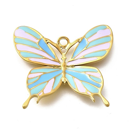 304 нержавеющей стальной эмали подвески, очарование бабочки, реальный 18 k позолоченный