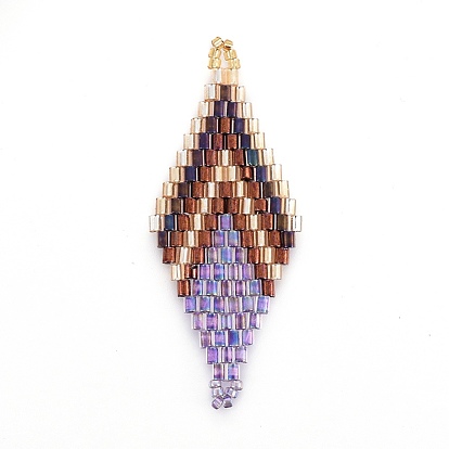 MIYUKI & TOHO Handmade Japanese Seed Beads Links, Loom Pattern, Rhombus