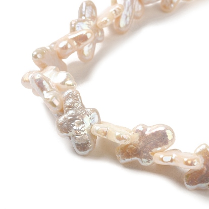 Natural Baroque Pearl Keshi Pearl Beads Strands, Cultured Freshwater Pearl, Cross