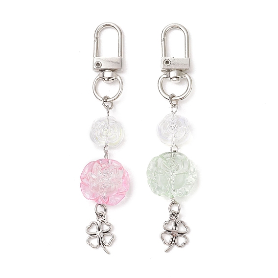 Подвесные украшения из сплава смолы, с акриловой стеклянной бусиной, без кадмия и без свинца, клевер и цветок