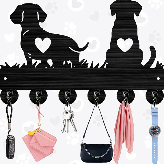Настенные крючки-вешалки из черного дерева и железа, декоративная стойка-органайзер, с 2шт. винтами и 1шт. отверткой, 6 крючки для сумки, держателя для ключей, шарфа, подвески