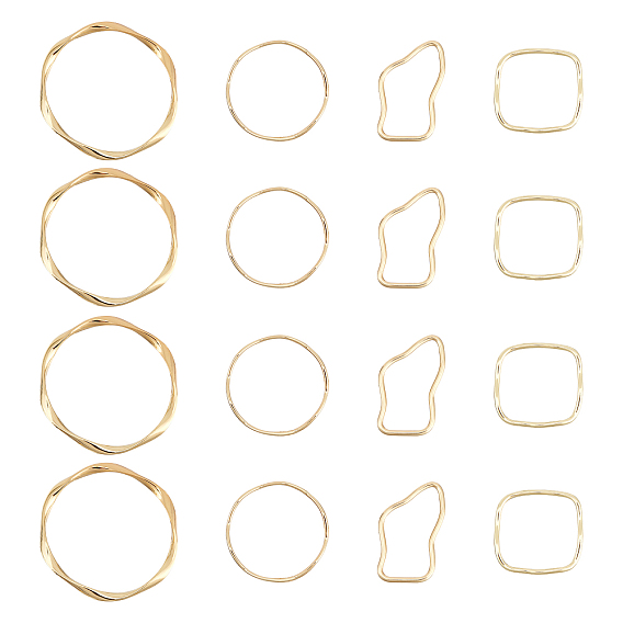 32Pcs 4 Style Alloy Linking Rings, Irregular & Ring & Rhombus