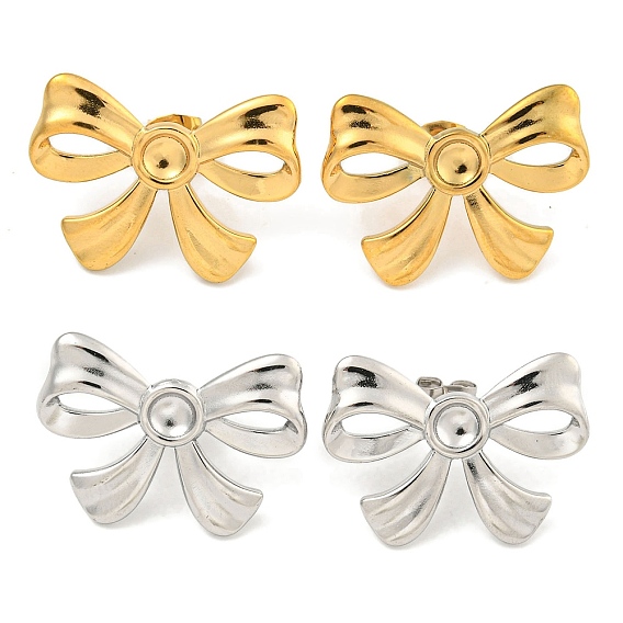 Ионное покрытие (ip) 304 серьги-гвоздики из нержавеющей стали для женщин, бантом