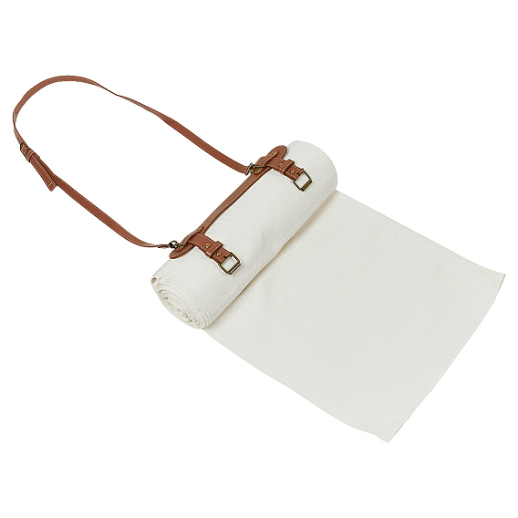 Коврик для пикника из поликоттона, плед для пикника с поясом из искусственной кожи