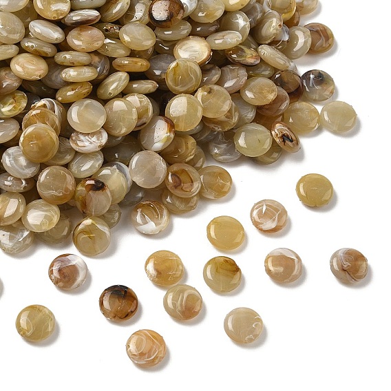 Акриловые шарики Gemstone имитация, плоско-круглые, два тона