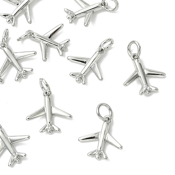 SHEGRACE Brass Pendants, Airplane Charms, Cadmium Free & Lead Free & Nickel Free