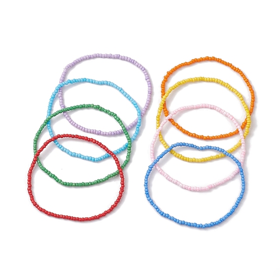 8 браслеты из стеклянных бусин, с эластичной нитью кристалл