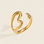 304 Stainless Steel Cuff Open Rings for Women, Heart