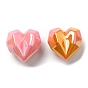 UV Plating Acrylic Beads, Iridescent, Faceted, Heart