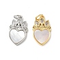 Подвески из латуни с натуральными белыми ракушками, подвески в виде короны в форме сердца с соединительными кольцами, долговечный, без свинца и без кадмия, стойки покрытие