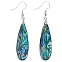 1 Pair Rack Plating Brass Natural Paua Shell Dangle Earrings, Teardrop