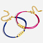 304 Stainless Steel Link Polyester Cord 2-Strand Bracelets for Women, Golden