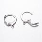 304 Stainless Steel Leverback Earring Findings, with Loop, 14.5x12x2mm, Hole: 1mm, Pin: 0.7mm