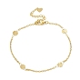 PVD Vacuum Plating 304 Stainless Steel Flat Round Link Anklet with Cable Chains for Women