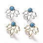 Alloy Stud Earrings, Front Back Stud Earrings, with Resin and Ear Nuts, Flower