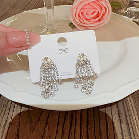 925 Silver Diamond Zircon Tassel Earrings - Elegant and Stylish Ear Studs
