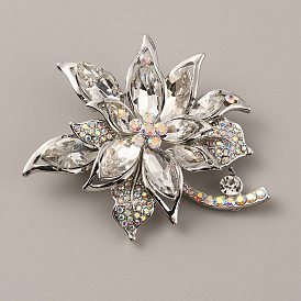 Rhinestone Flower Brooch Pin, Zinc Alloy Badge for Backpack Clothes