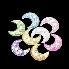 Кабошоны из смолы, с чипом оболочки, Луна и звезды