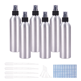 Kits de conteneurs cosmétiques bricolage, avec vaporisateur portable en aluminium, emplatre environ l'étiquette, compte-gouttes et entonnoir en plastique et tête de pulvérisation
