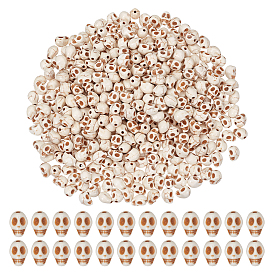 300шт. окрашенные синтетические бирюзовые бусины нити, Хэллоуин череп