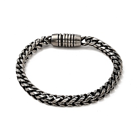 304 Stainless Steel Round Wheat Chain Bracelet with Magnetic Clasp for Men Women