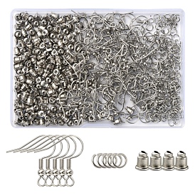 200Pcs 304 Stainless Steel Earring Hooks, with 200Pcs 304 Stainless Steel Ear Nuts & 200Pcs Jump Rings