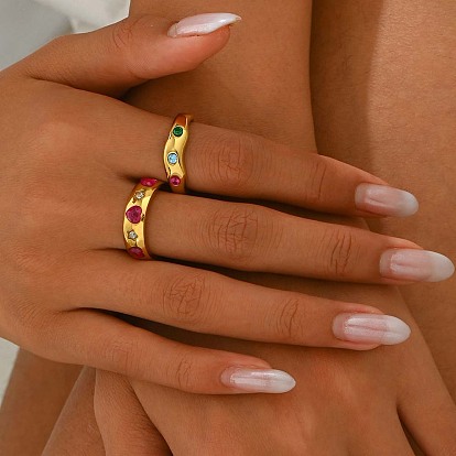 Кольца для женщин с сердцем из латуни с микропаве из кубического циркония