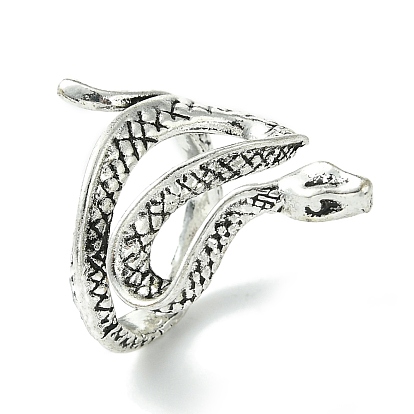 Snake Alloy Wrap Open Cuff Rings, Lead Free & Cadmium Free