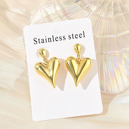 304 серьги-гвоздики из нержавеющей стали для женщин, сердце