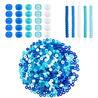 DIY Woven Jewelry Making Kits, Including Barrel Acrylic European Beads and Iron Big Eye Beading Needles