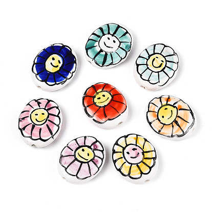 Фарфоровые бусины ручной работы, пастельный фарфор, овальный и цветок