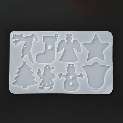 Christmas Theme DIY Keychain Silicone Molds, Resin Casting Molds, for UV Resin, Epoxy Resin Jewelry Making, Mixed Shapes