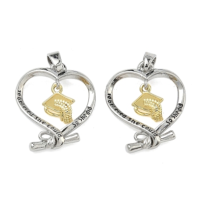 Латунные подвески, подвески в виде сердца с выпускной шапочкой, долговечный