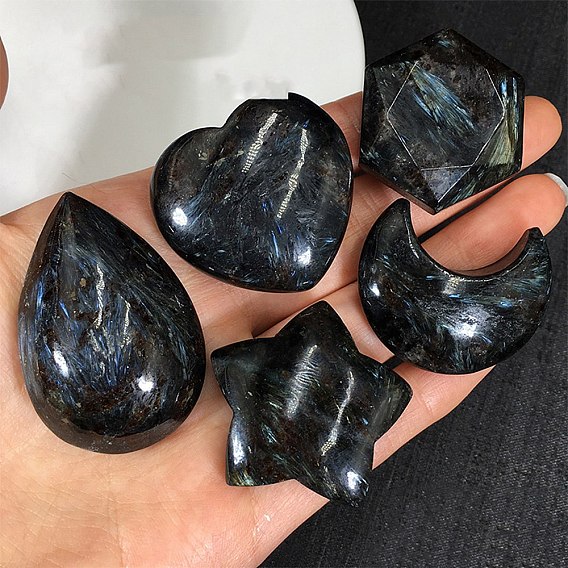 Статуэтки из натурального астрофиллита в форме сердца/статуи/луны/капли/звезды Давида для украшения рабочего стола в домашнем офисе