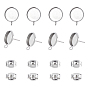 304 Stainless Steel Stud Earring Settings, with Loop, Flat Round, with Earring Backs