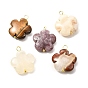 Natural Mixed Gemstone Pendants, with Golden Brass Findings, Flower