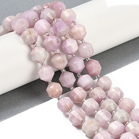 Natural Kunzite Beads Strands, Faceted, Bicone, Double Terminated Point Prism Beads