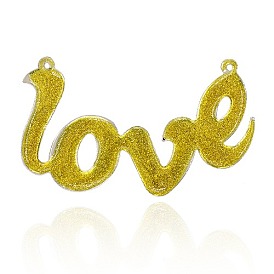Iron Enamel Links Connectors, Monogram Love, Platinum, 108x60x2mm, Hole: 2.5mm