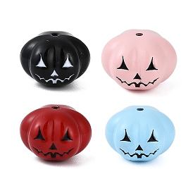 Halloween Theme Spray Painted Alloy Beads, Lead Free & Cadmium Free, Pumpkin