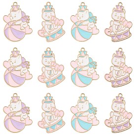 20 шт 4 стили подвески из сплава эмали, золотые, кошка с шармом барабан/мяч