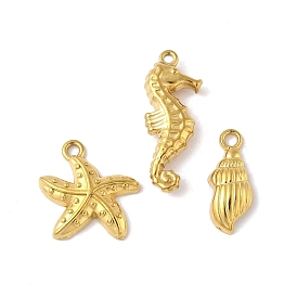 Подвески из нержавеющей стали с морской тематикой, золотые