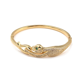 Green Cubic Zirconia Leopard Bangle, Brass Hinged Bangle for Women, Lead Free & Cadmium Free